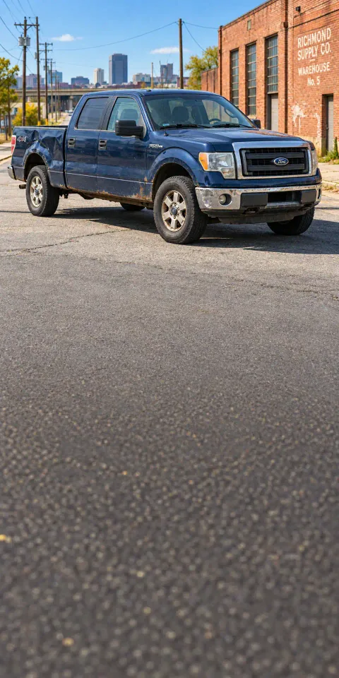Illustrative worn old trucks vehicle in the Richmond area